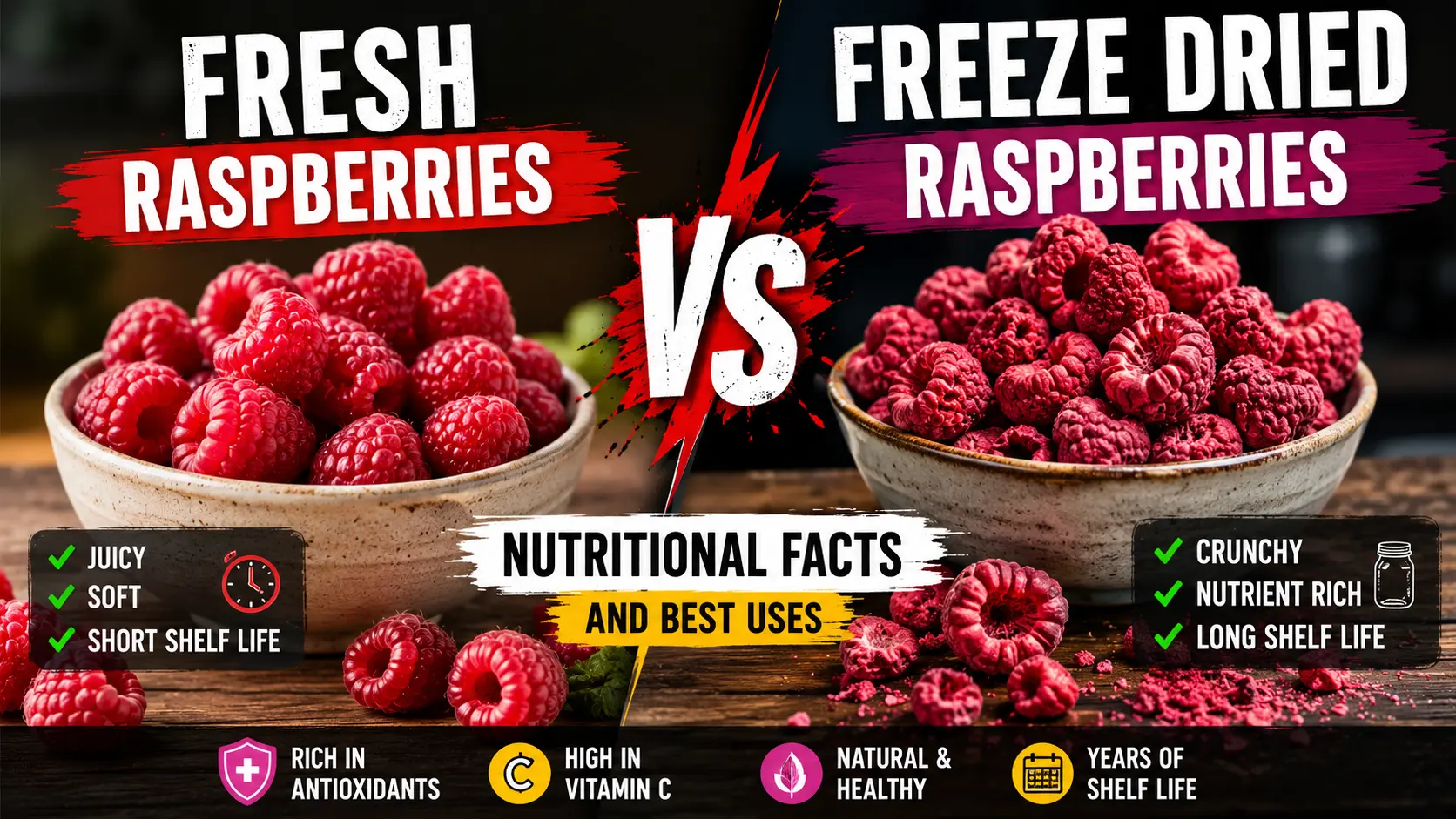 Freeze Dried Raspberries vs. Fresh